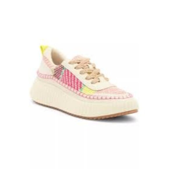 Dolce Vita Denae Pink Multicolor Fabric‎ Wedge Sneakers Women's Size 9 New - Picture 1 of 6